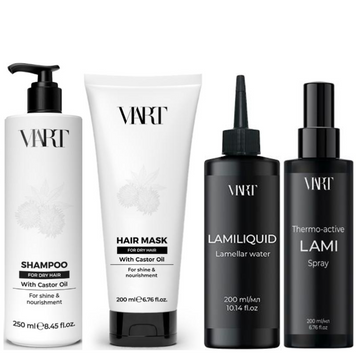 Набір для догляду за волоссям VIART For Dry Hair: Шампунь 250мл Маска 200мл Ламелярна вода Lamiliquid 200мл та Термоспрей Thermo-Active Lami 200мл 354440411 фото