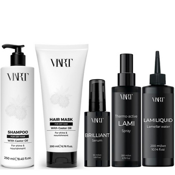 Набір для волосся VIART For Dry Hair: Шампунь 250мл Маска 200мл Сироватка Brilliant 50мл Термоспрей Lami 200мл та Ламелярна вода Lamiliquid 200мл 244440436 фото