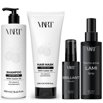 Набір для догляду за сухим волоссям VIART: Шампунь For Dry Hair 250мл Маска For Dry Hair 200мл Сироватка Brilliant 50мл та Термоспрей Lami Spray 200мл 647840411 фото