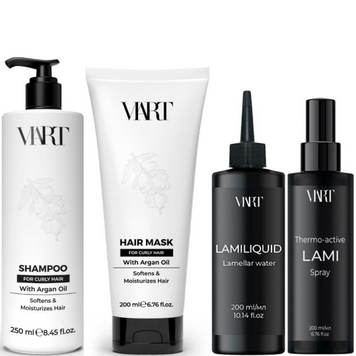 Набір для догляду за кучерявим волоссям VIART For Curly Hair: Шампунь 250мл Маска 200мл Ламелярна вода Lamiliquid 200мл та Термоспрей Lami 200 мл 63243630 фото