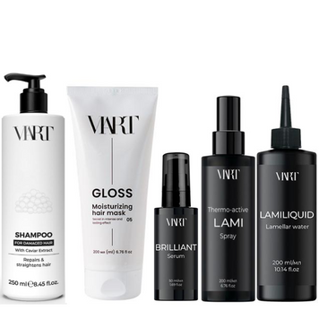 Набір для волосся VIART: Шампунь For Damaged Hair 250мл Маска Gloss 200мл Сироватка Brilliant 50мл Спрей Lami 200мл та Ламелярна вода Lamiliquid 200мл 698540445 фото